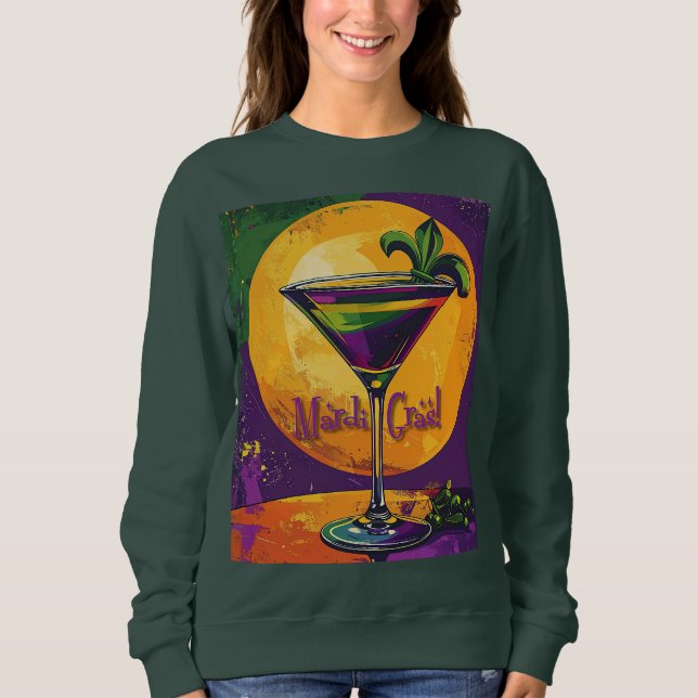 Sudadera Mid Century Mardi Gras Sunset Fleur De Lis Martini (Anverso)
