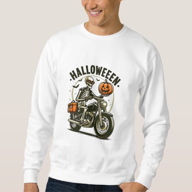 Sudadera Midnight Halloween Biker Skeleton (Anverso)