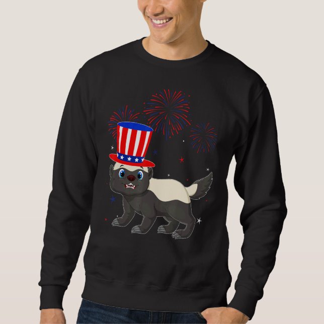Sudadera Miel Badger Rojo Azul Blanco Fuegos artificiales D (Anverso)