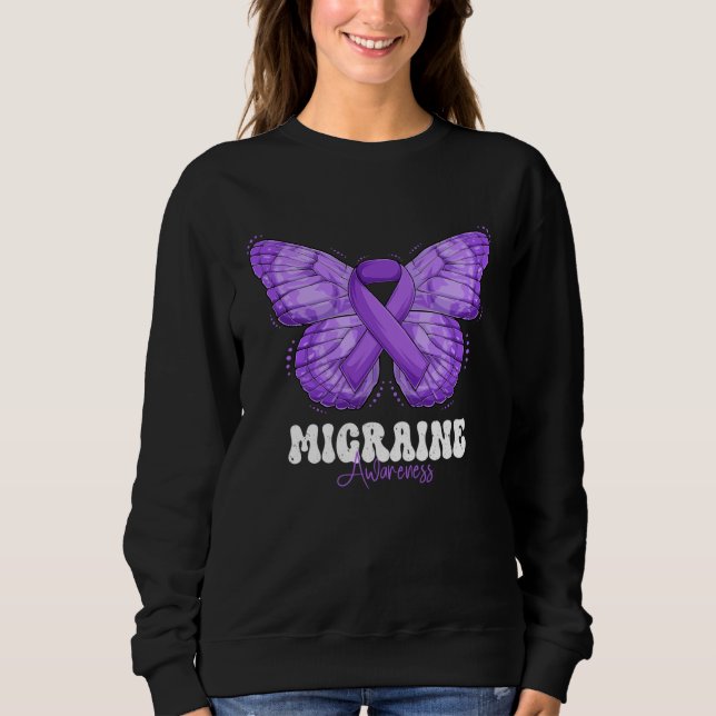 Sudadera Migraine Awareness Month Purple Ribbon Butterfly (Anverso)