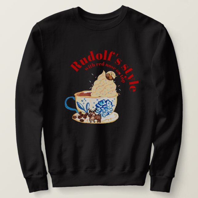 Sudadera Mikitiez rudolf navidades de renos rojos cereza (Anverso del diseño)