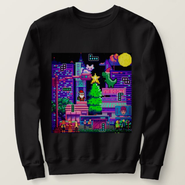 Sudadera Mikitiez terex dinosaur pixel christmasgame (Anverso del diseño)