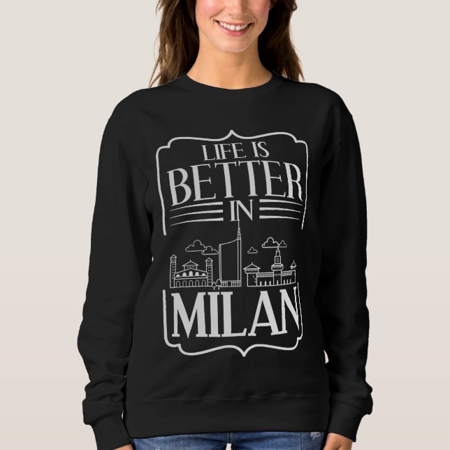 Sudadera Milan Italy City Skyline Map Travel (Anverso)