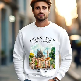 Sudadera Milan Watercolor Design – Italian Fashion City