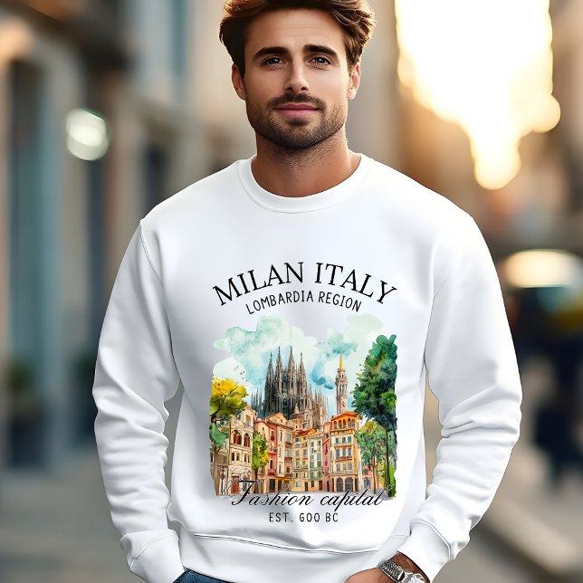 Sudadera Milan Watercolor Design – Italian Fashion City (Subido por el creador)