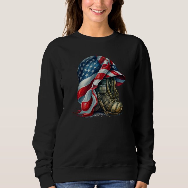 Sudadera Military Veteran Patriotic American Flag  10 (Anverso)