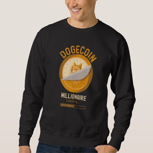 Sudadera Millonario de Dogecoin cargando criptomoneda (Anverso)