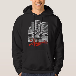 Sudadera Milwaukee Skyline cuadrado blanco+rojo sobre negro