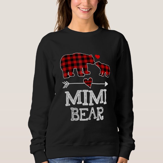 Sudadera Mimi Bear Christmas Pajama Red Plaid Buffalo Famil (Anverso)