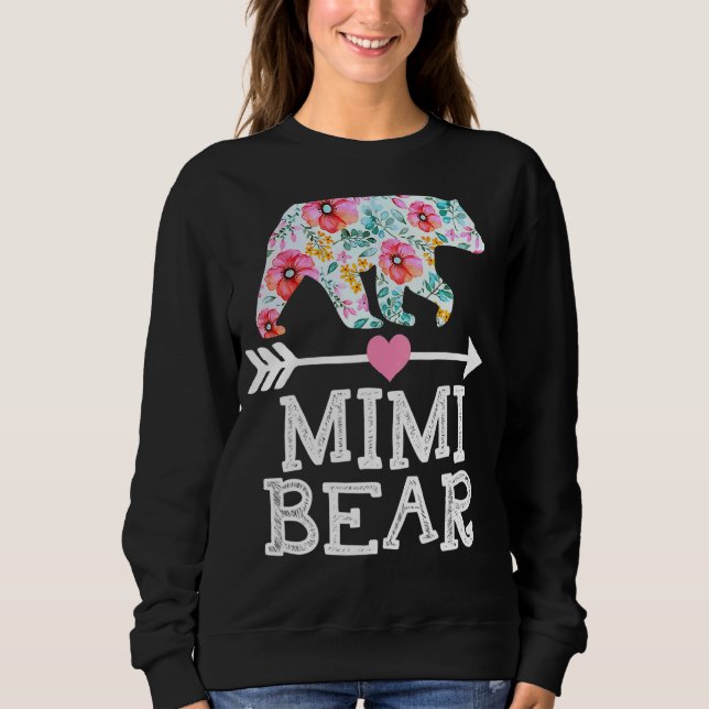 Sudadera Mimi Bear Mom Grandma Floral Happy Mother's Day Ch (Anverso)