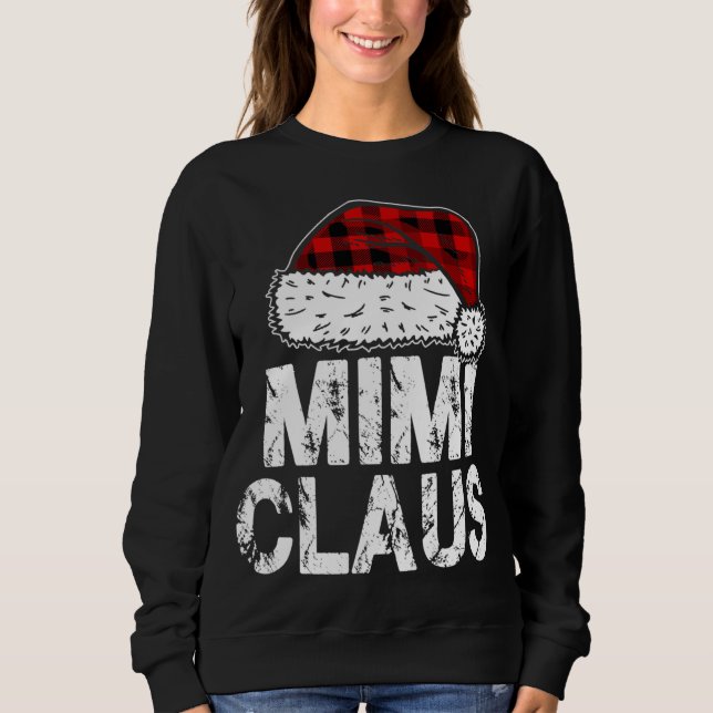 Sudadera Mimi Claus Santa Hat Red Buffalo Plaid Christmas P (Anverso)