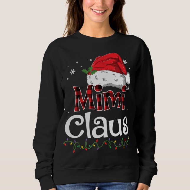 Sudadera Mimi Claus Santa Hat Red Plaid Buffalo Navidades P (Anverso)