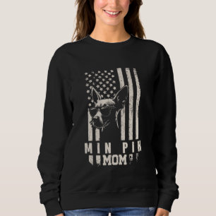 Sudadera Min Pin Dog Mom American Flag Regalos para mujeres