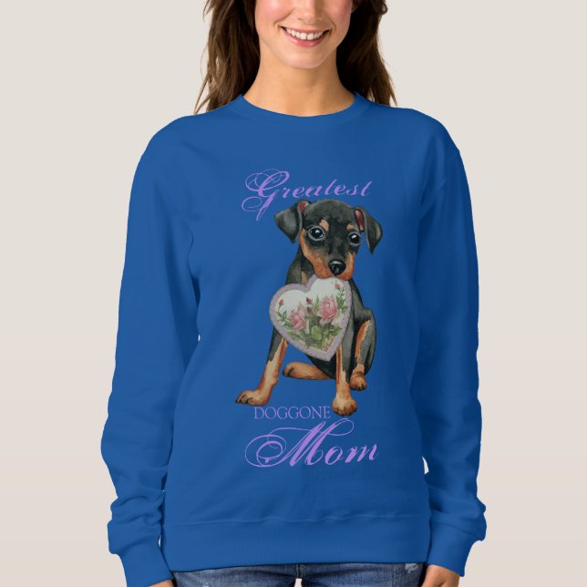 Sudadera Min Pin Heart Mom Long Sleeve T-Shirt (Anverso)