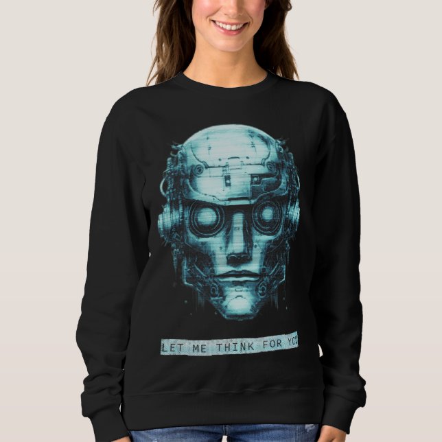 Sudadera Mind Control Cyberpunk Robot Blue Grunge (Anverso)