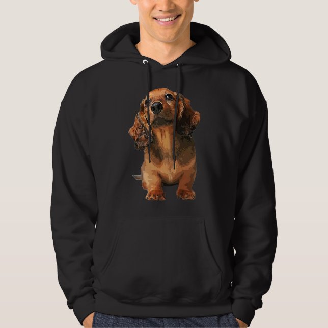 Sudadera Mini Dachshund Long Haired Shaded Red Puppy Dog (Anverso)