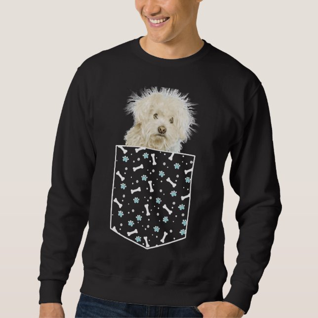 Sudadera Mini Perro De Poodle En Un Hueso De Bolsillo E Imp (Anverso)