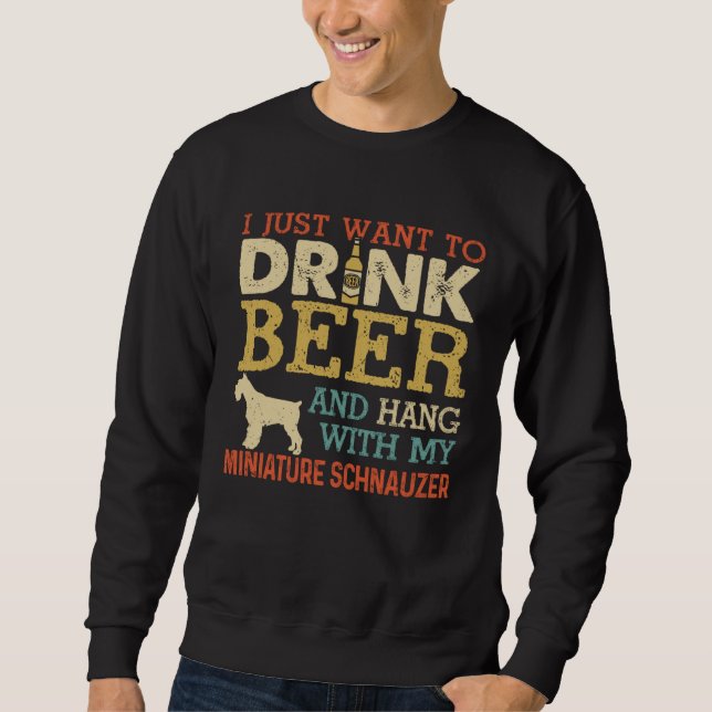 Sudadera Miniature Schnauzer Dad Drink Beer Hang With Dog   (Anverso)