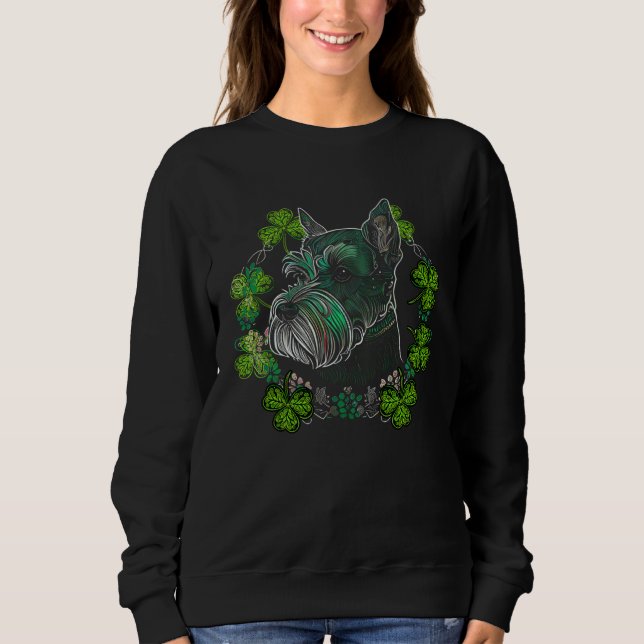 Sudadera Miniature Schnauzer Dog Mandala Irish Shamrock St  (Anverso)