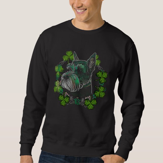 Sudadera Miniature Schnauzer Dog Mandala Irish Shamrock St  (Anverso)