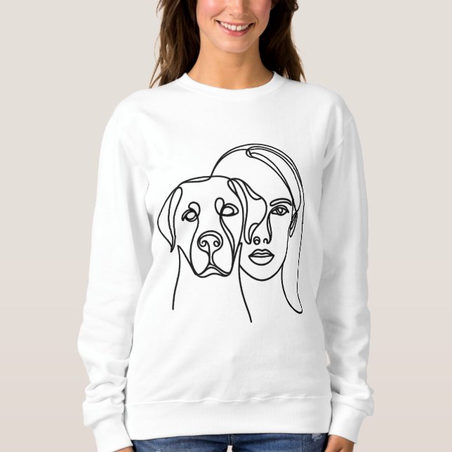 Sudadera Minimal Dog Mom Line Art Portrait (Anverso)