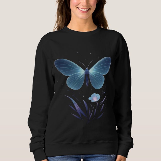 Sudadera Minimal Night Butterfly Vector – Soft Glow Illustr (Anverso)