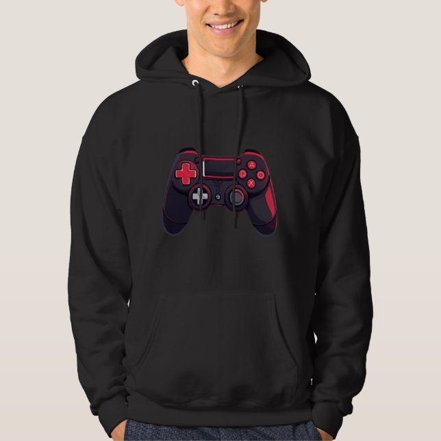 Sudadera Minimal Red Black Game Controller Icon (Anverso)