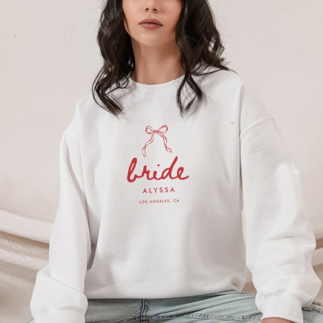 Sudadera Minimal Script Coquette Bow Bride Bachelorette (Subido por el creador)