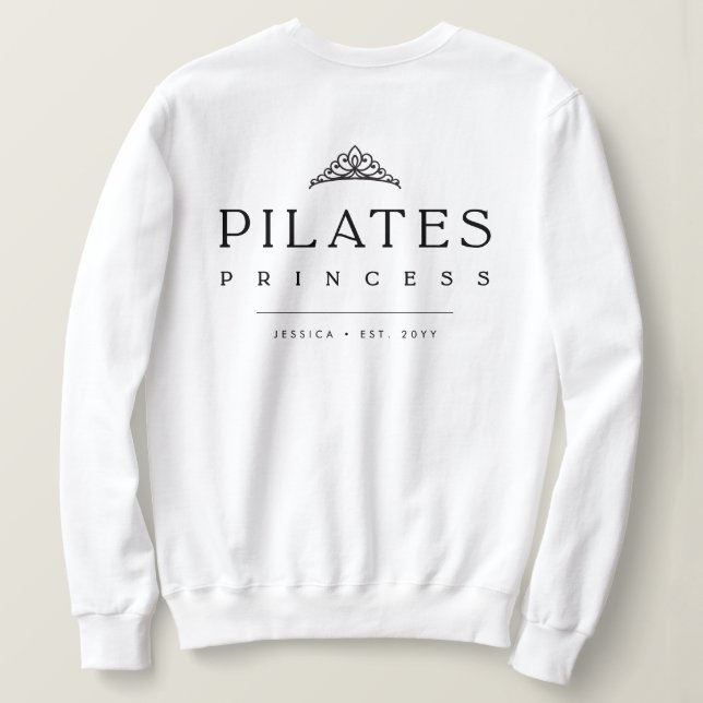 Sudadera Minimalist Black and White Simple Pilates Princess (Reverso del diseño)