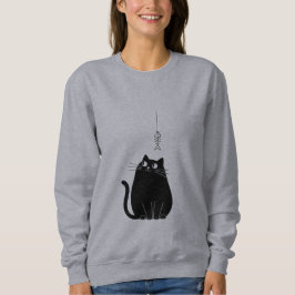 Sudadera Minimalist Black Cat Sweatshirt for Women 