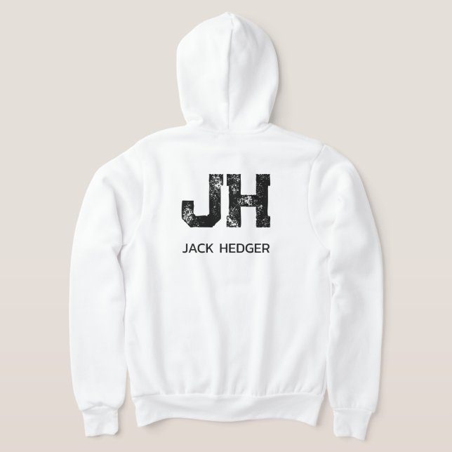 SUDADERA MINIMALIST BLACK TWO LETTER MONOGRAM NAME WHITE (Distribución Reverso )