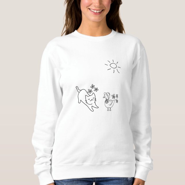 Sudadera Minimalist Cat Duck Line Art  (Anverso)