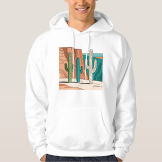 Sudadera Minimalist Desert Cactus Line Art Landscape