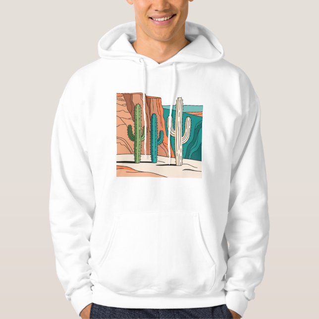 Sudadera Minimalist Desert Cactus Line Art Landscape (Anverso)