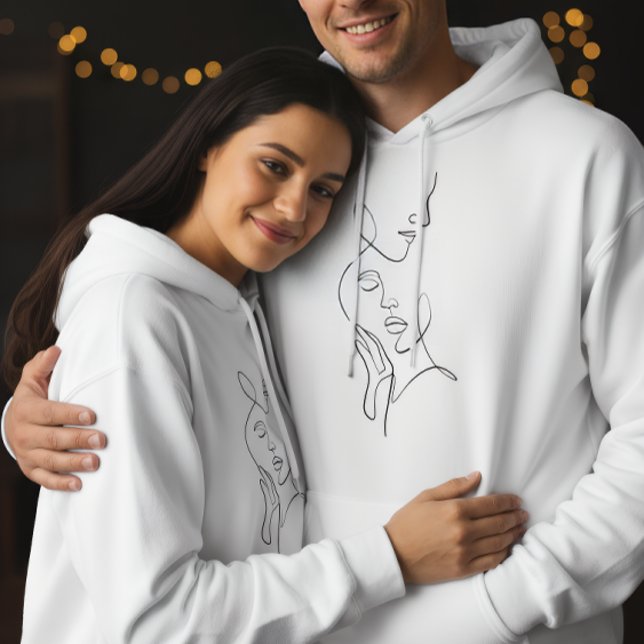 Sudadera Minimalist Romantic Line Art Couple Hoodie (Subido por el creador)