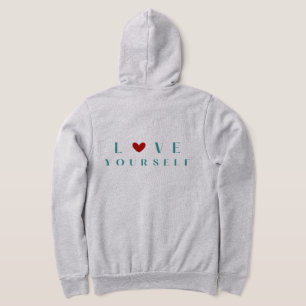 Sudadera Minimalista "Ámate a Ti Mismo" Corazón Rojo y Turq
