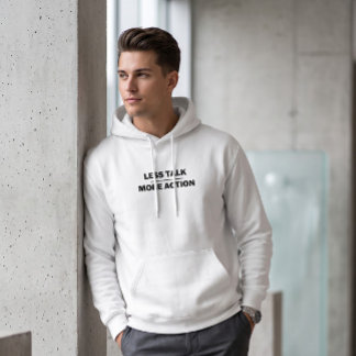 Sudadera Minimalista Blanco "Menos Hablar Más Acción" Motiv