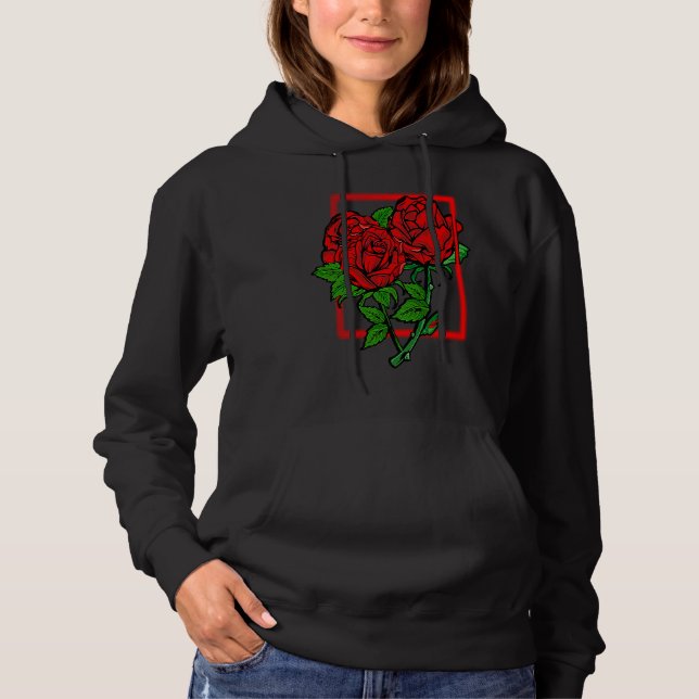 Sudadera Minimalistic Elegant Rose Flowers Red Roses Floral (Anverso)