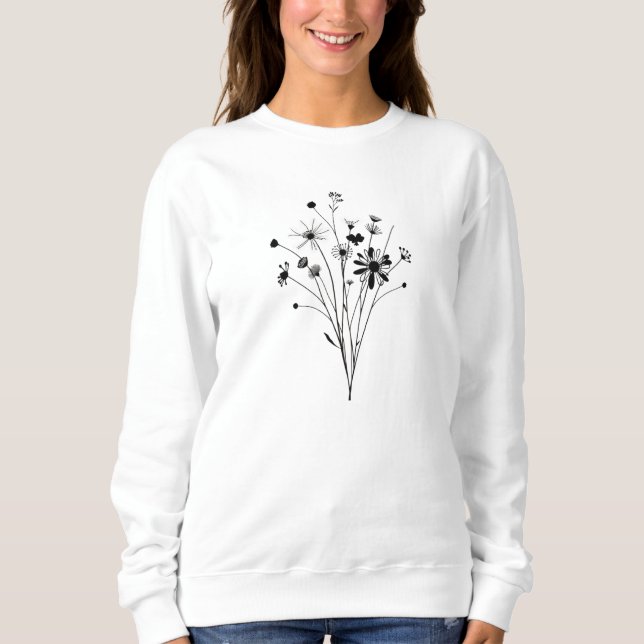 Sudadera minimalistic flowers lineal art (Anverso)