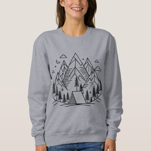 Sudadera Minimalistic Mountains Camping (Anverso)