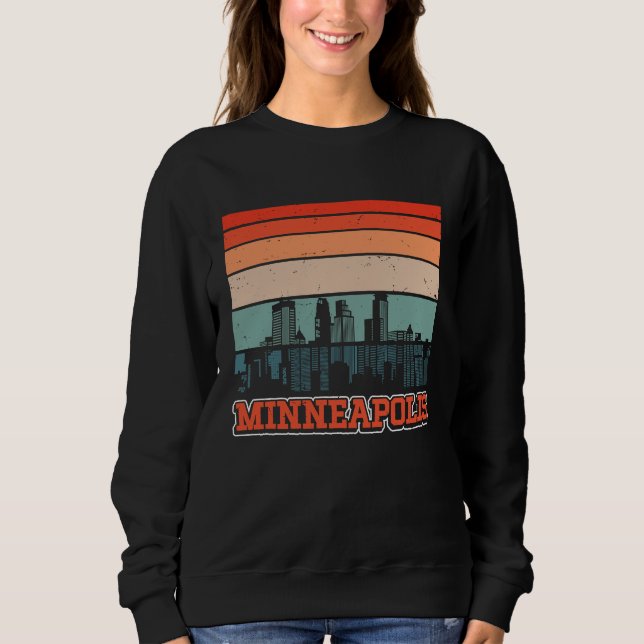 Sudadera Minneapolis USA Retro Vintage Sunset Skyline Minne (Anverso)
