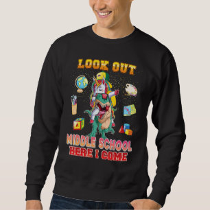 Sudadera Mira Escuela Intermedia Aquí Vengo Unicornio Dinos