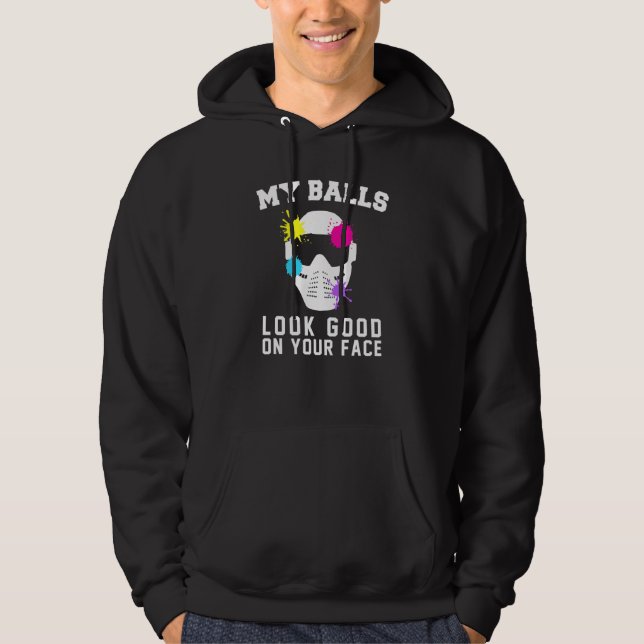 Sudadera Mis Bolas Se Ven Bien En Tu Paintball De Cara (Anverso)