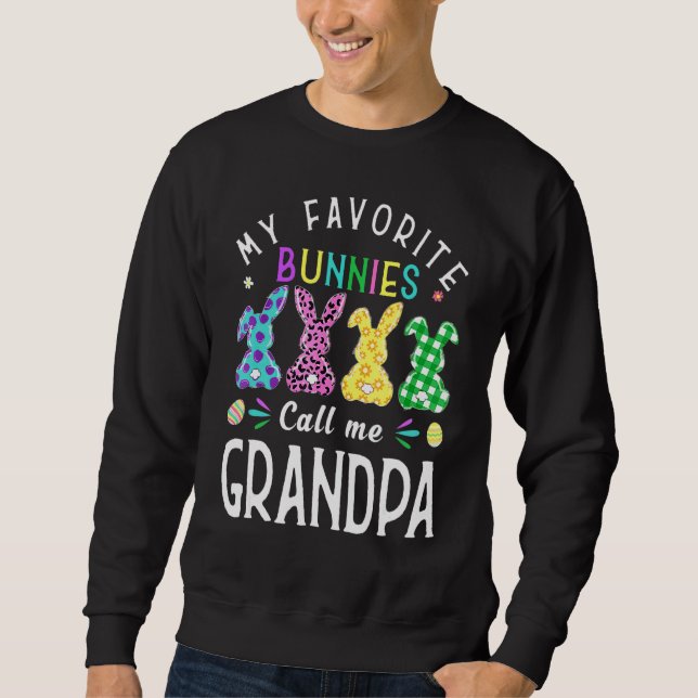 Sudadera Mis conejitos favoritos me llaman Abuelo Bunny Egg (Anverso)