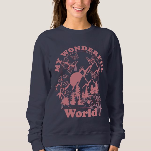 Sudadera Mis maravillosas flores retro del mundo (Anverso)