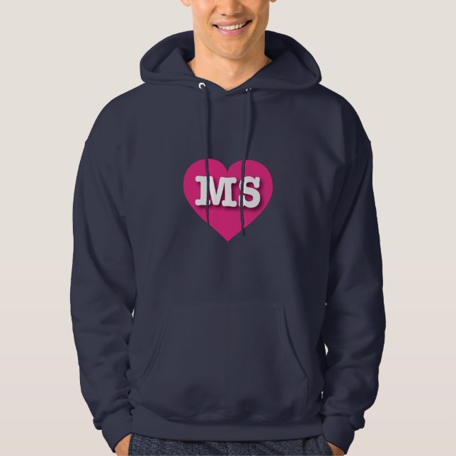 Sudadera Misisipi Corazón Rosa Caliente - Amo la EM (Anverso)