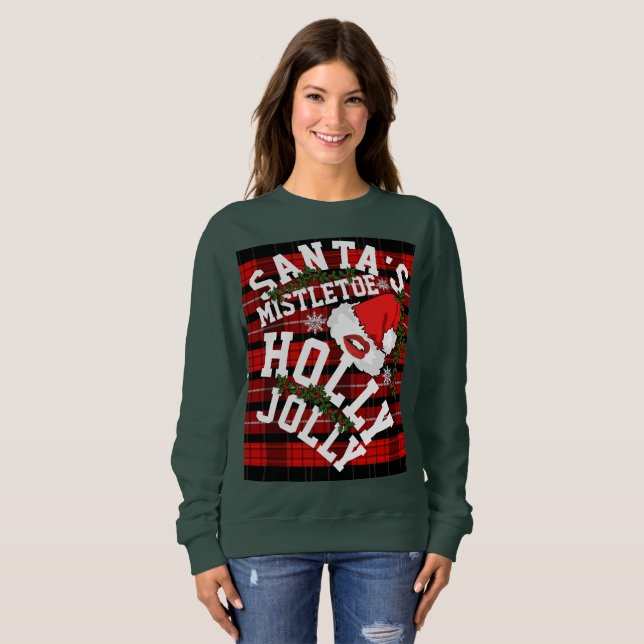Sudadera Mistletoe Holly Jolly de Santa (Anverso completo)