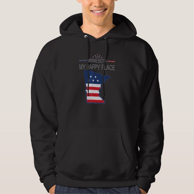Sudadera MN Minnesota Mi Lugar Feliz  Mapa de Bandera de Es (Anverso)