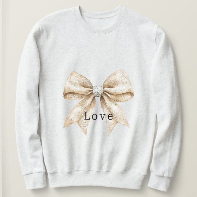 Sudadera Moda Cream Silver Glam Bow Love (Anverso del diseño)