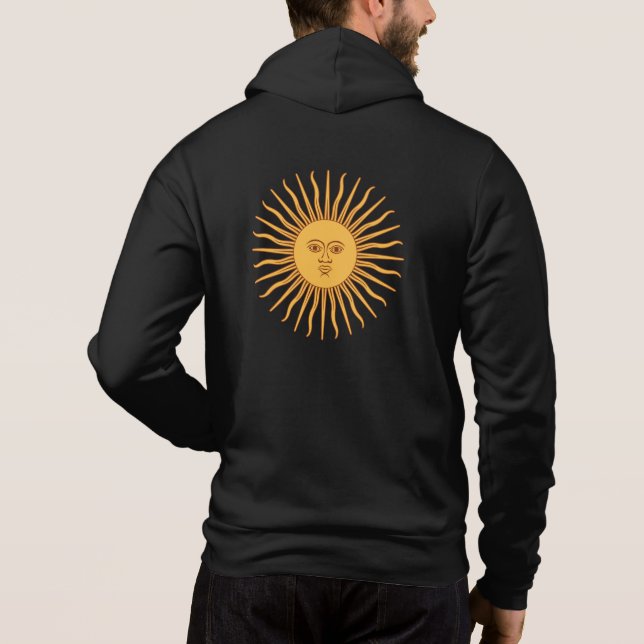 Sudadera Moda de la bandera argentina, Sol de Mayo y Argent (Reverso)